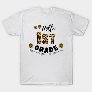 Hello 1st Grade Leopard Back To School T-Shirt